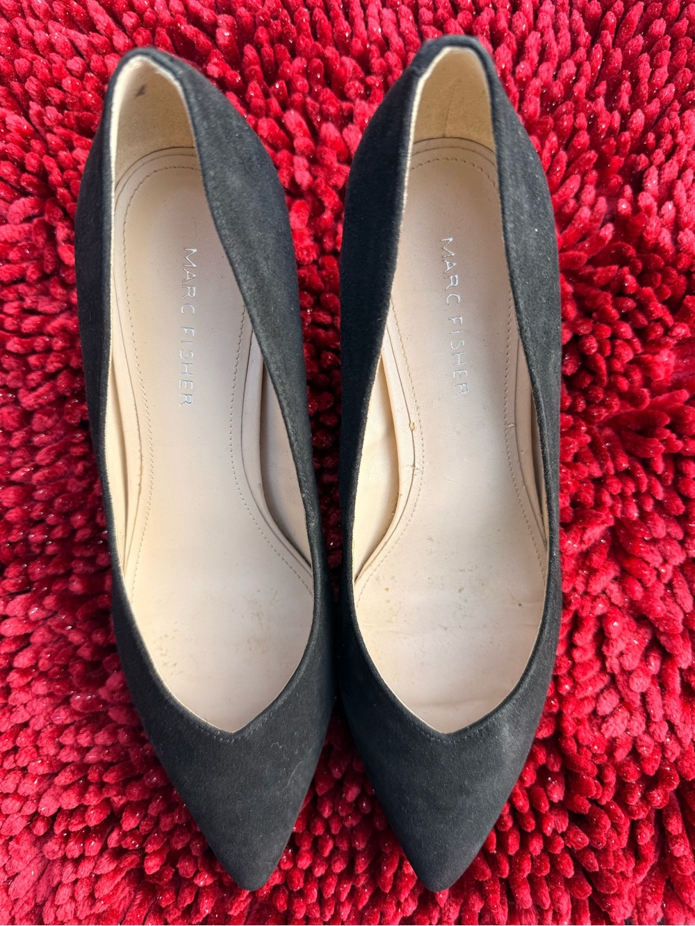 Marc Fisher Black Suede Pointed-Toe Heels
